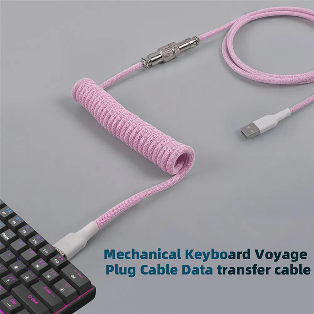 Gaming Keyboard Types - 新しいメカニカルキーボードコイル状ケーブルワイヤータイプ C USB ポートアビエイターコイリングケーブルデスクトップコンピュータゲーミングキーボードアクセサリー