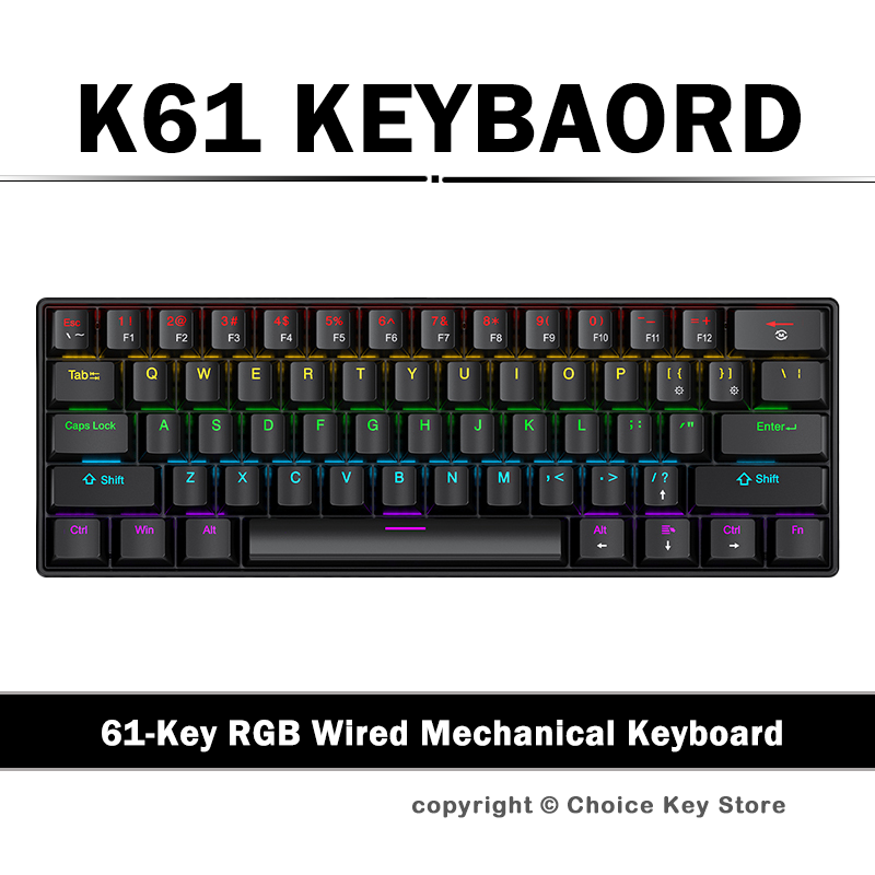Keyboard Gaming Blue Switch - APAYADO K61 有線メカニカルゲーミングキーボード 61 キー RGB