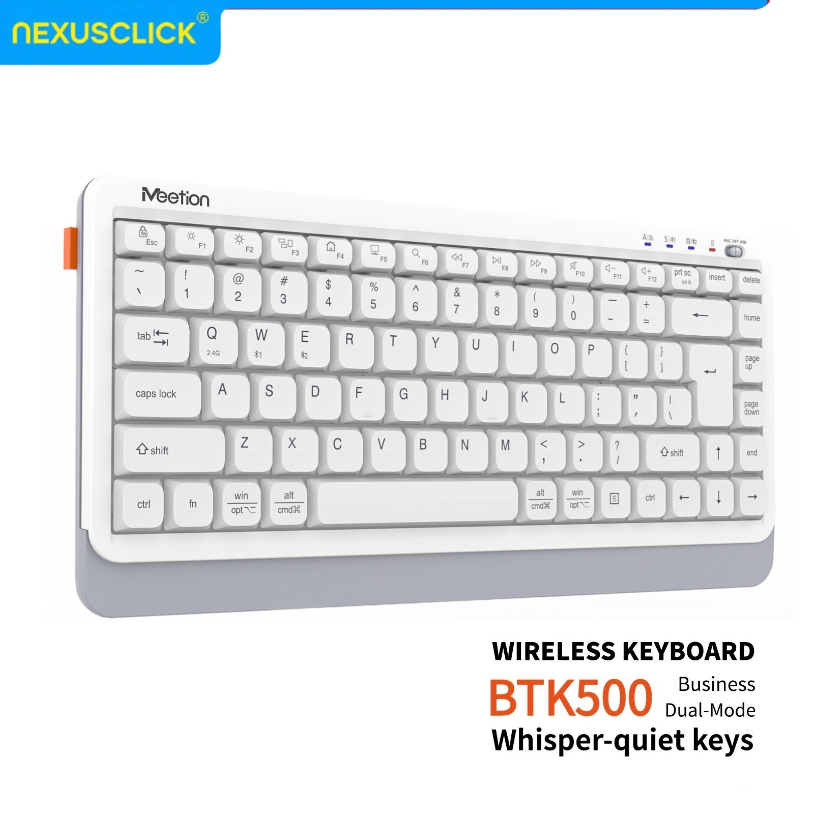 Gaming Keyboard That Is Quiet - NexusClick 静音超薄型デュアルモードワイヤレスキーボード、充電式ロープロファイルキーコンパクトキーボード、オフィスビジネスワーク用