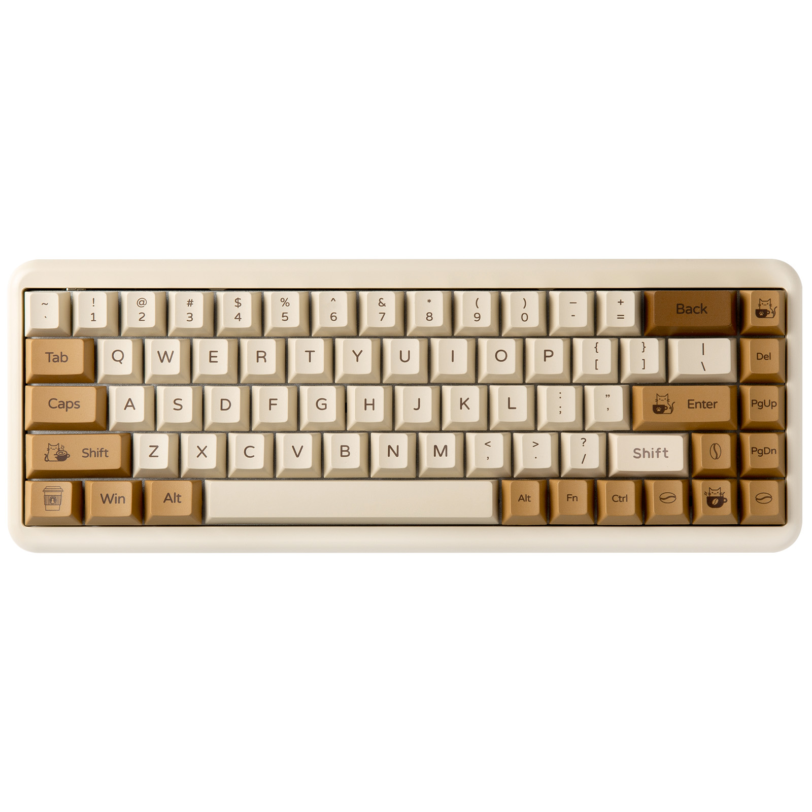 Gaming Keyboard Extension - YUNZII Coffee Cat PBT キーキャップ、152 フルキー染料昇華カスタムキーキャップセット、Gateron