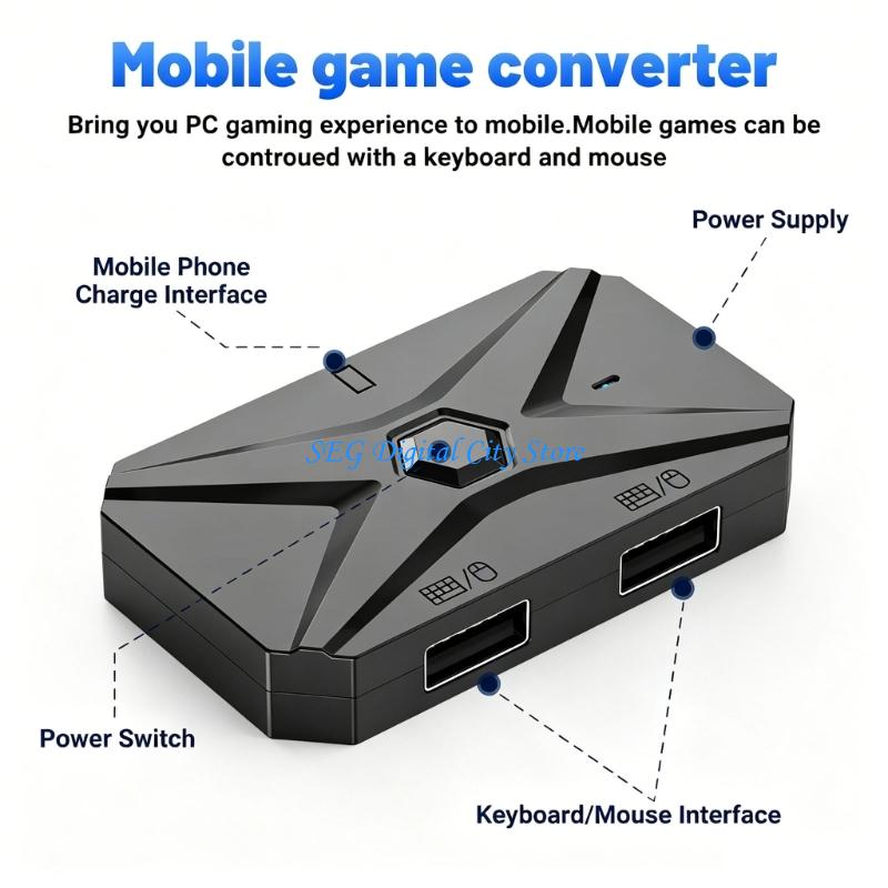 Gaming Keyboard And Mouse Converter For Mobile - U75B モバイルゲームキーボードマウスアダプターさまざまなデバイス用簡単セットアップ精度制御ポータブル