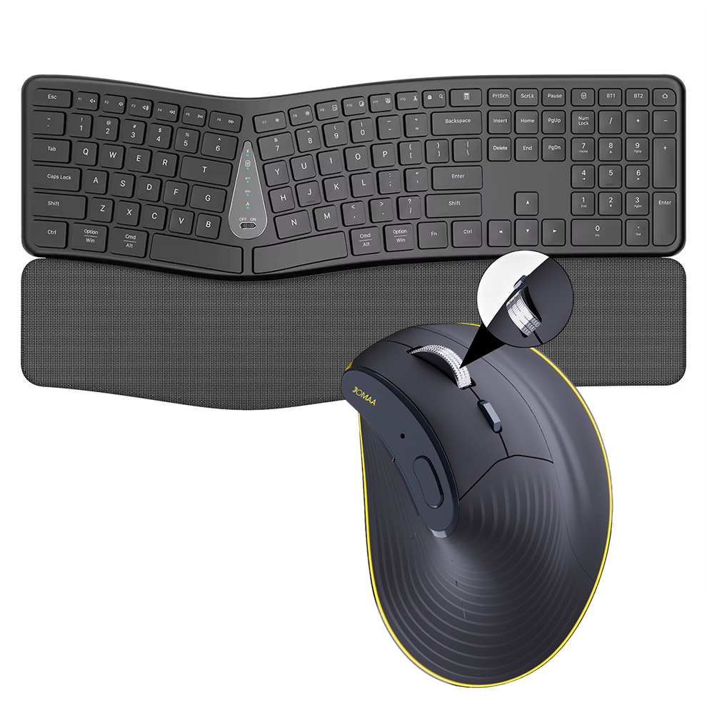 Gaming Keyboard Extension - 2.4G ワイヤレスキーボードマウスコンボ、快適な自然なタイピング、パームレスト、マルチデバイス Bluetooth 充電式キーボードセット