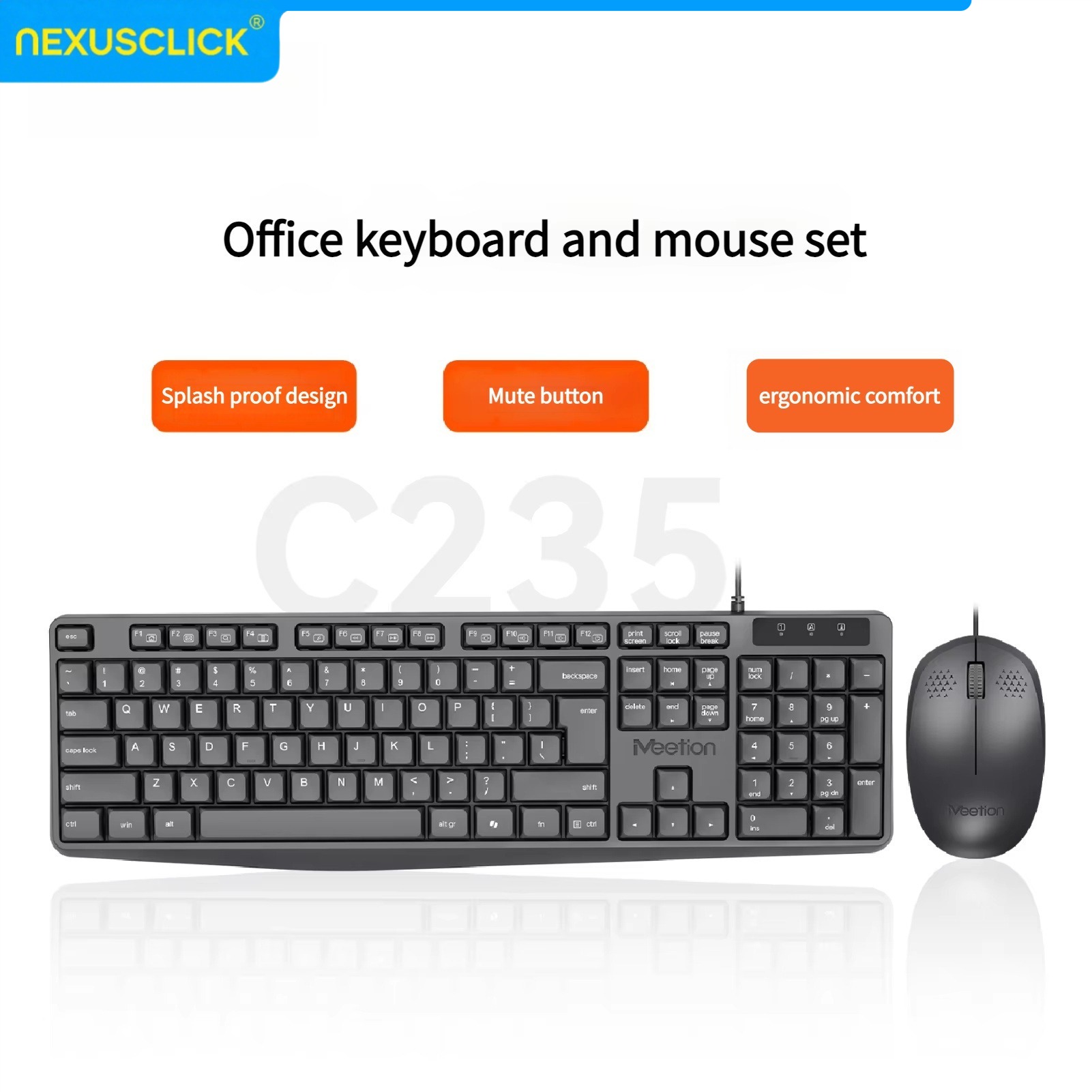 NexusClick アラビア語英語有線キーボードマウスコン - Gaming Keyboard That Is Quiet のレビューと価格