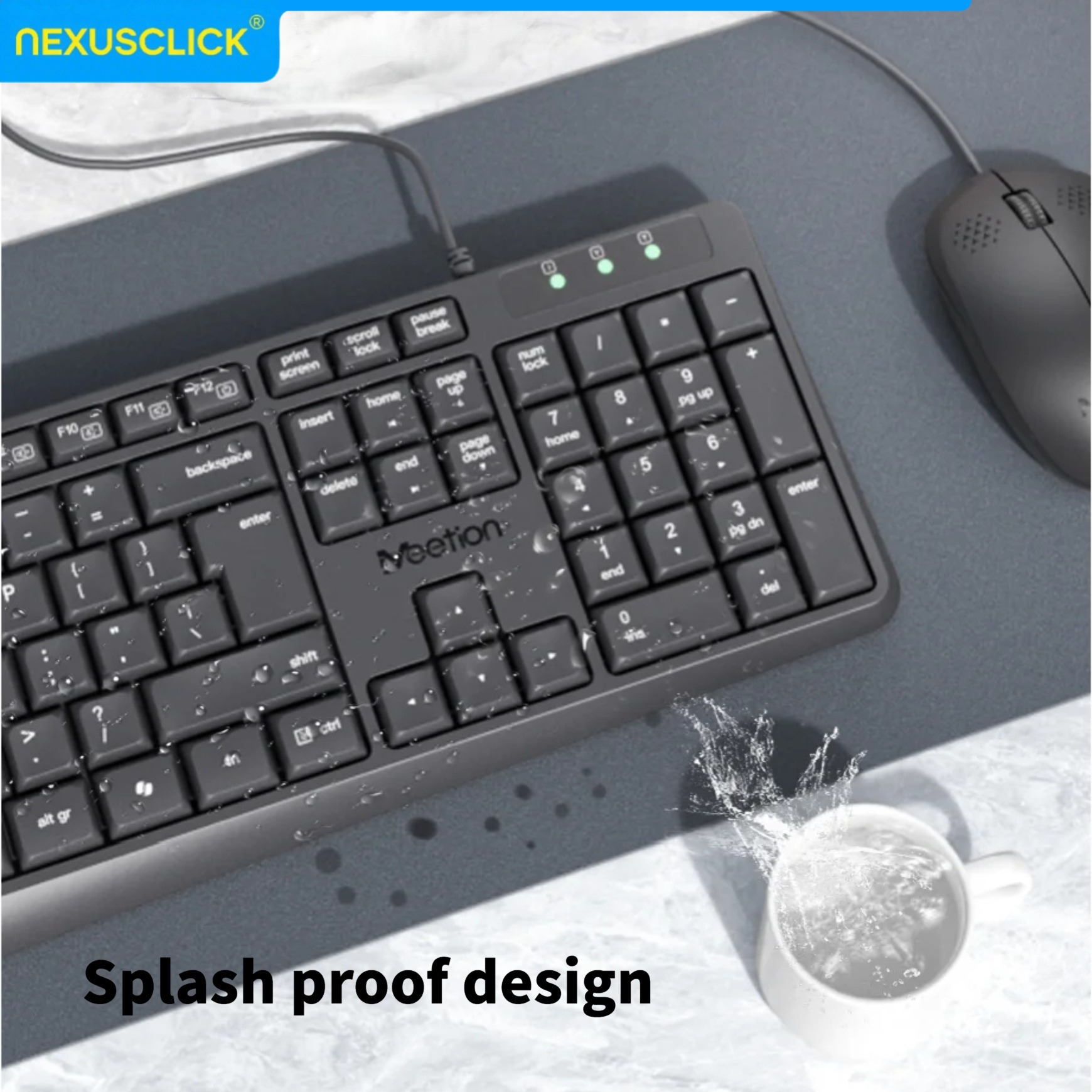 NexusClick アラビア語英語有線キーボードマウスコン - Gaming Keyboard That Is Quiet のレビューと価格