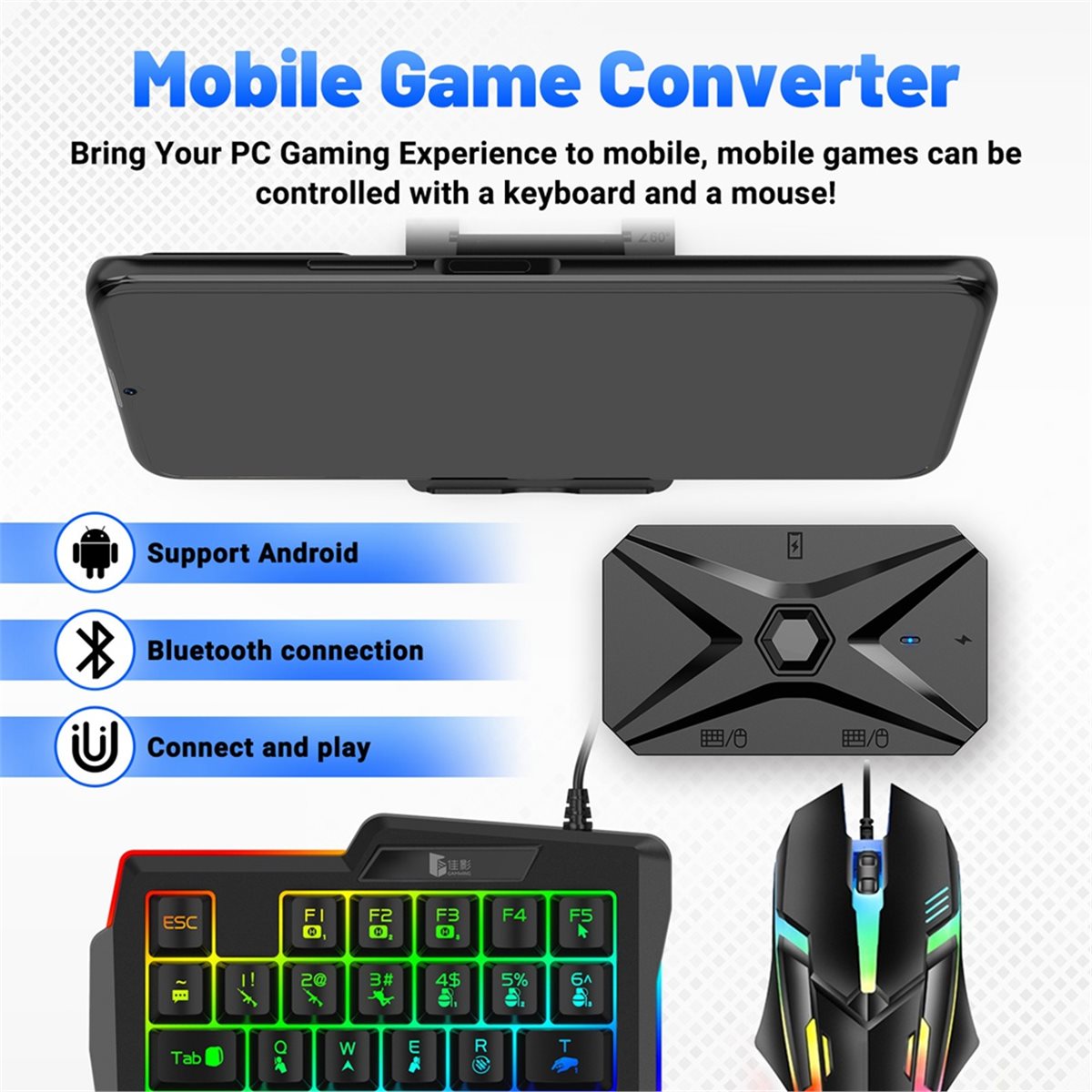 ABGN モバイルゲームコンバーターキット Mobilado - Gaming Keyboard And Mouse Converter For Mobile のレビューと価格