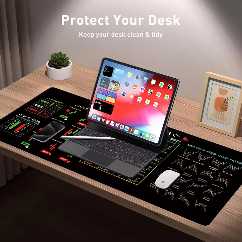 EXCO株式市場トレーダー革製マウスパッド、大型キャンドルス - Gaming Keyboard And Mouse Pad のレビューと価格