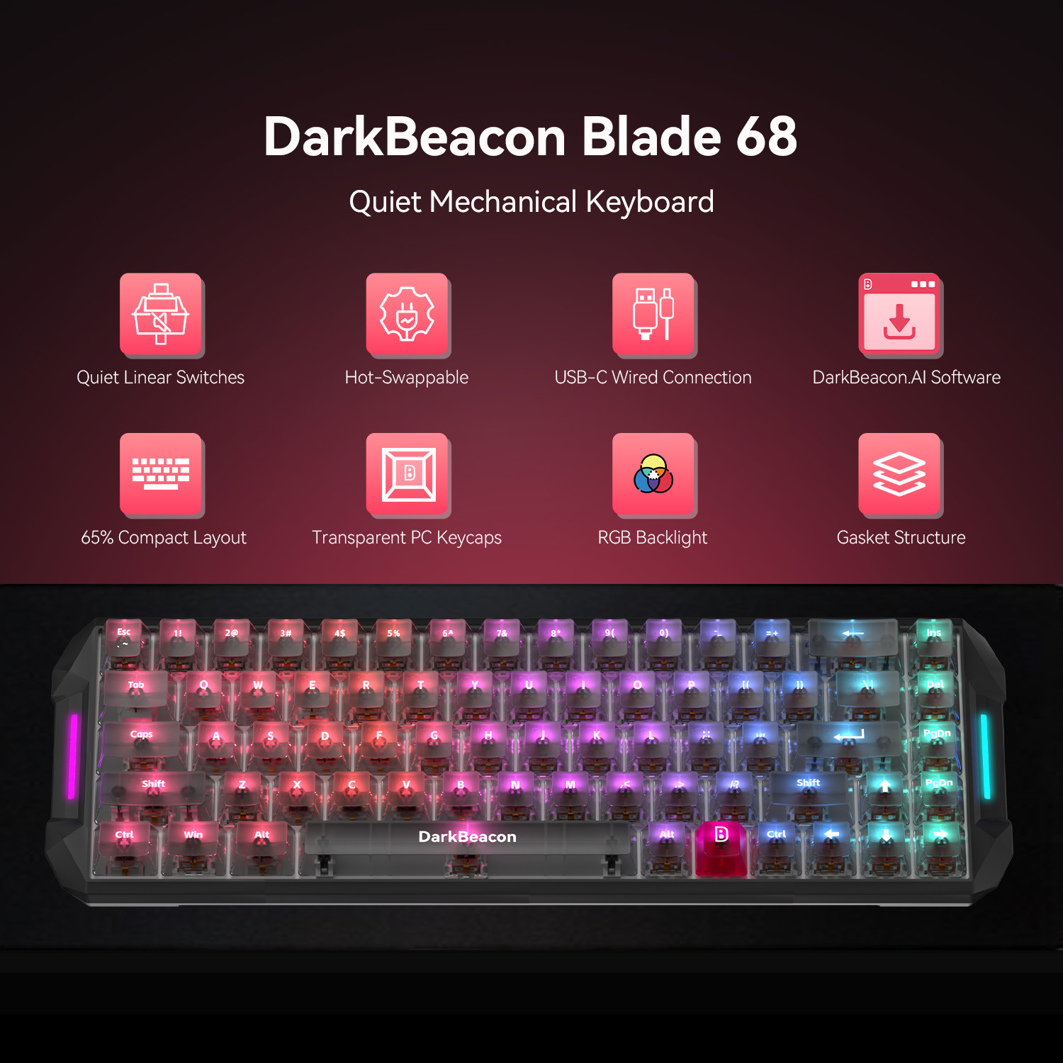 DarkBeacon Blade 68 有線サイレントメカニ - Gaming Keyboard That Is Quiet のレビューと価格