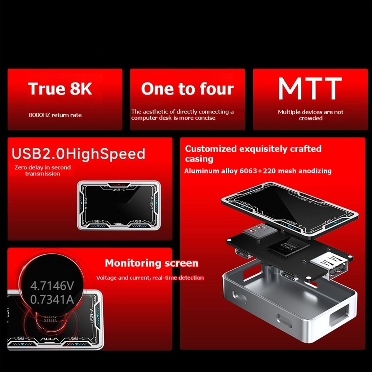 ■ ★ 新入荷 ファッション ゲーミングUSBハブ 8K高速 - Gaming Keyboard Splitter のレビューと価格