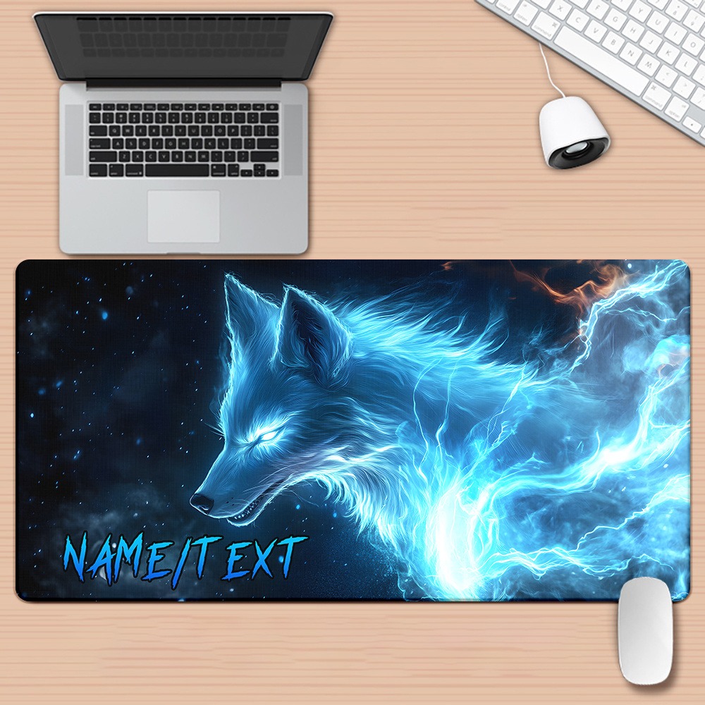 カスタムネームマジックウルフHDプリントXXLマウスマット、 - Gaming Keyboard Name のレビューと価格