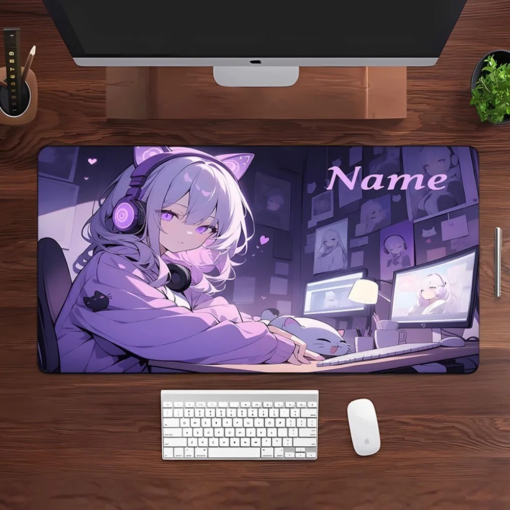 アニメガール柄ゲーミング大型デスクマット、カスタム名入り、滑 - Gaming Keyboard Name のレビューと価格