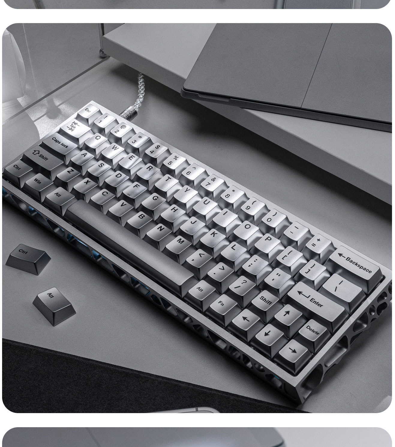 シルバーメタリックペイント小型フルセットキーキャップ、磁気ス - Gaming Keyboard Extension のレビューと価格