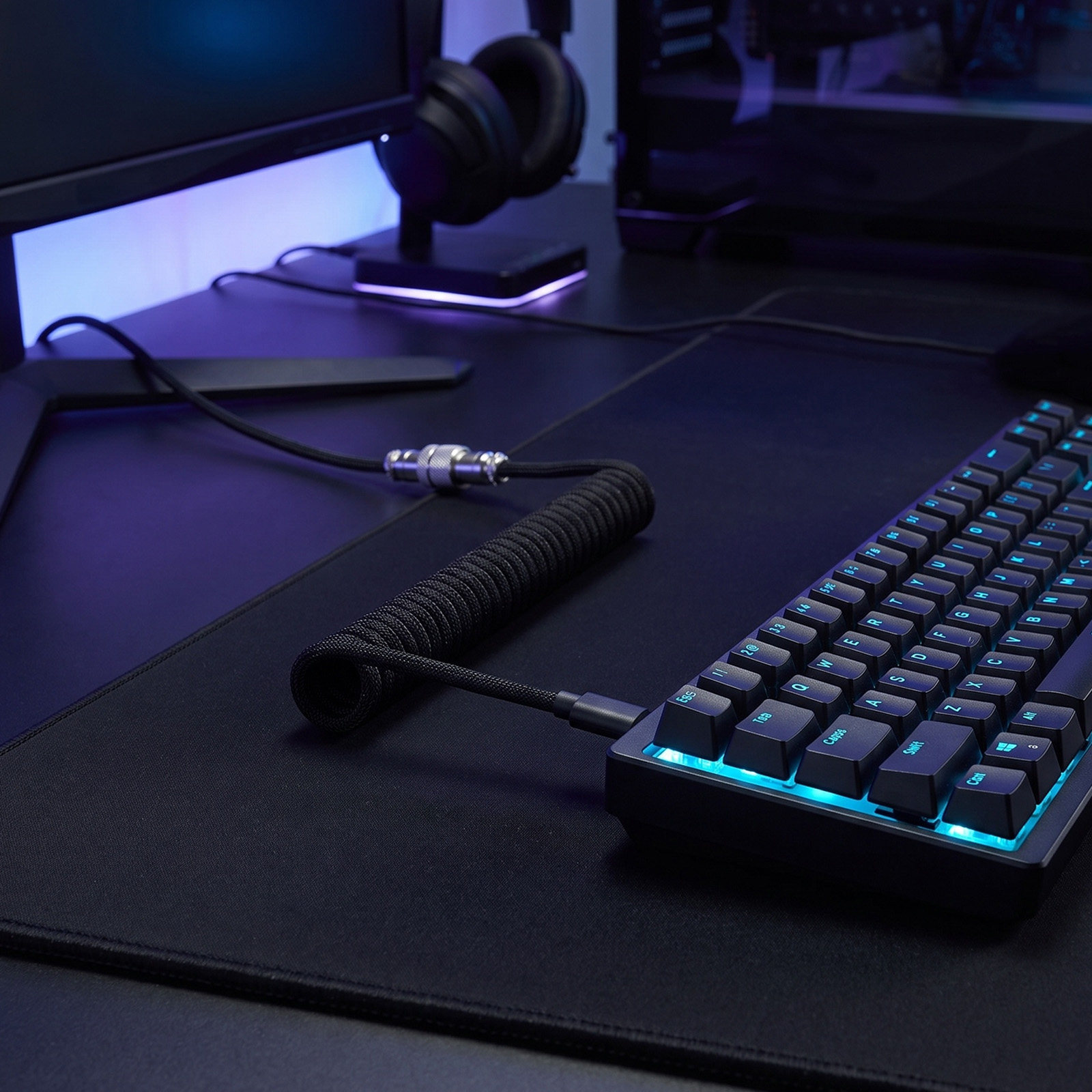 メカニカルキーボード用コイルケーブル、編組USB C航空プラ - Gaming Keyboard Extension のレビューと価格