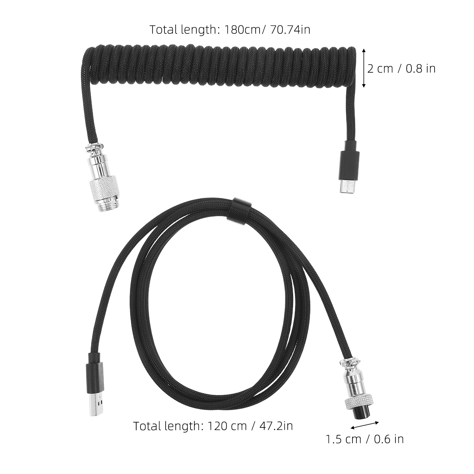 メカニカルキーボード用コイルケーブル、編組USB C航空プラ - Gaming Keyboard Extension のレビューと価格