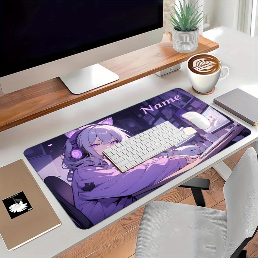 カスタマイズ可能な名前入りアニメガールゲーミングデスクマット - Gaming Keyboard Name のレビューと価格