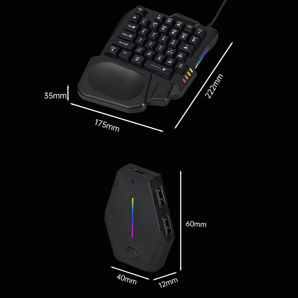 ★ ▲   35キー人間工学RGBゲーミングキーボード+キー - Gaming Keyboard And Mouse Converter For Mobile のレビューと価格
