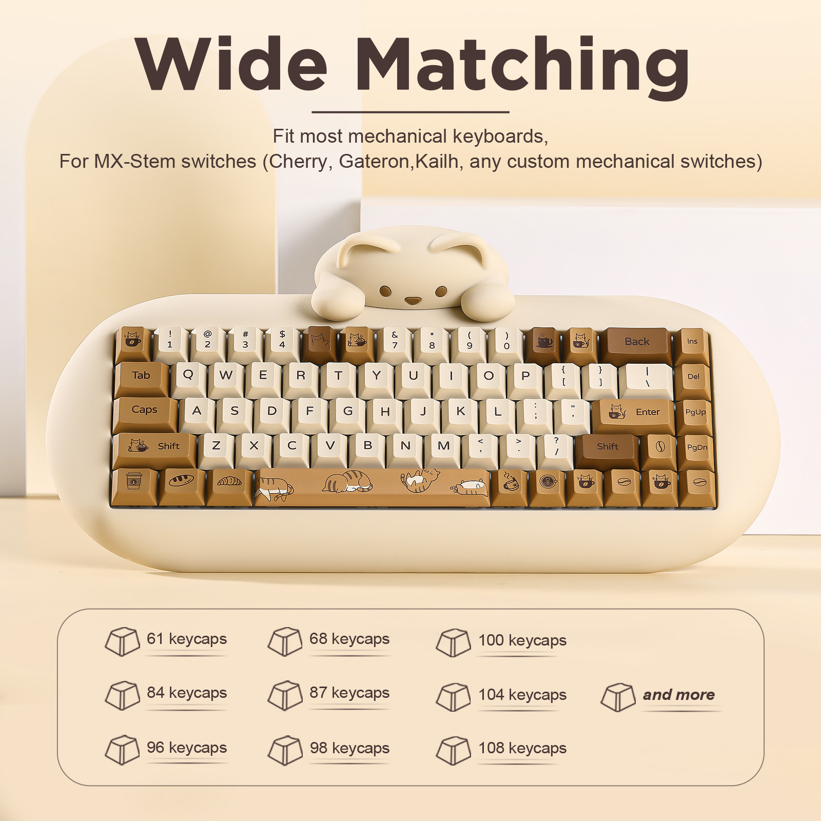 YUNZII Coffee Cat PBT キーキャップ、1 - Gaming Keyboard Extension のレビューと価格